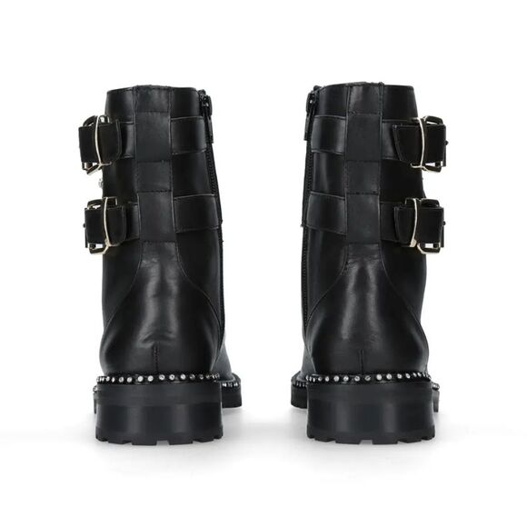 KURT GEIGER LONDON Black Genuine Leather Embellished Combat Boots 7 - Picture 4 of 6
